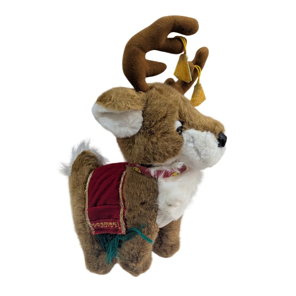 Prancer Reindeer Plush Stuffed Animal Christmas Holiday Brown Red 12 Inch